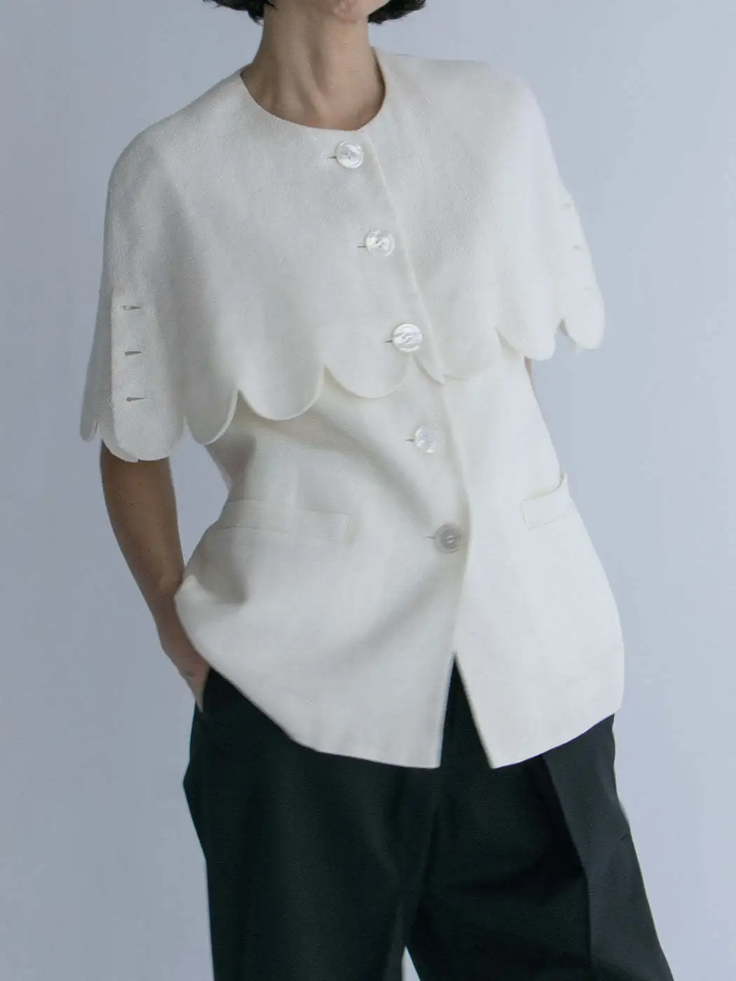 

Spring Summer Single Breasted Short Sleeve Casual All-match Shirts Fresh Sweet Wave Collar Elegant Blouse Blusas Mujer De Moda