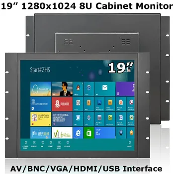 산업용 등급 LCD 터치 모니터, 오픈 프레임 내장 캐비닛 모니터, AV, BNC, VGA, HDMI, USB 포함, 최신 19 인치, 1280x024 8U