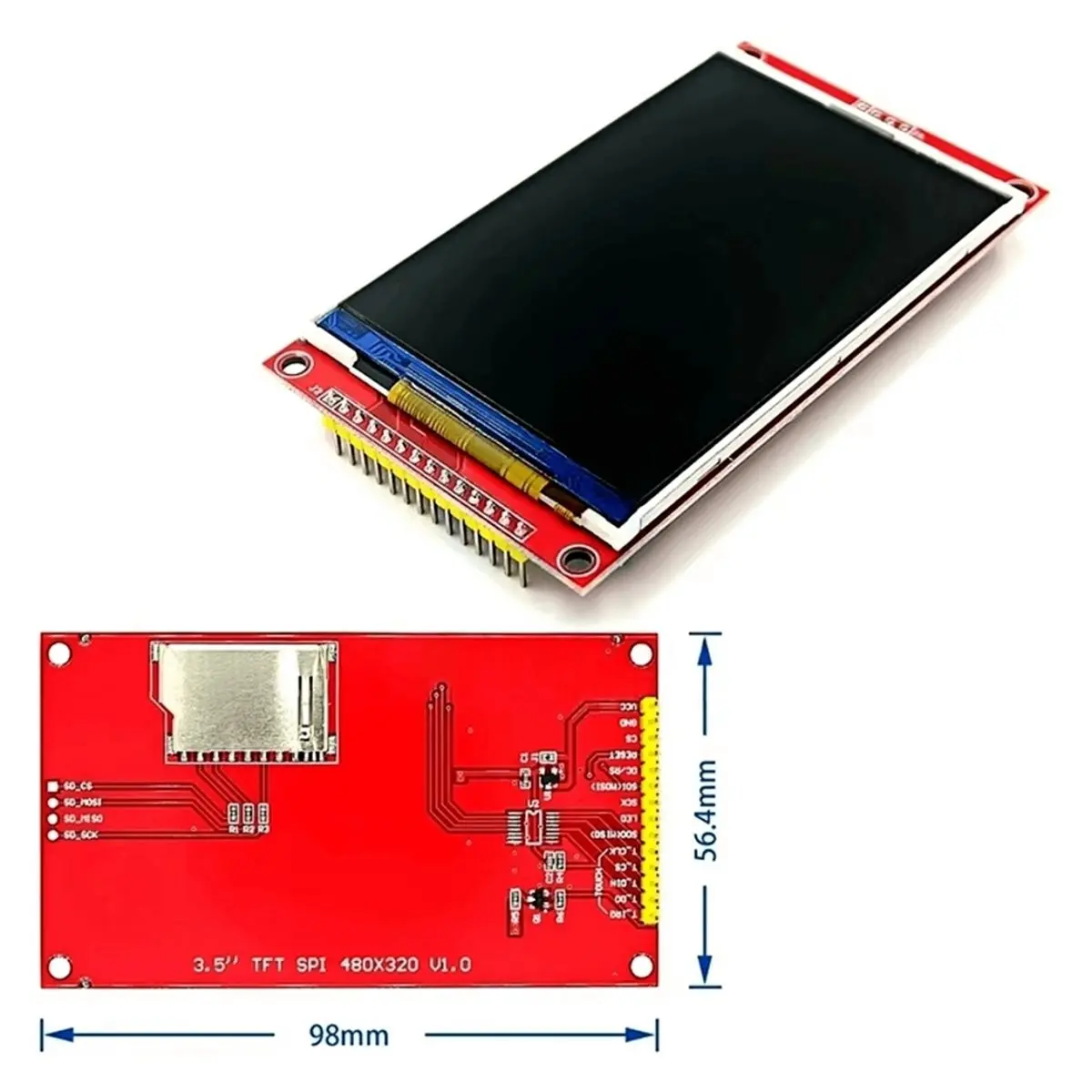  15T 전자 액세서리, Arduino용 3.5인치 480x320 TFT LCD 모듈 디스플레이(터치 패널 포함)(PCB)