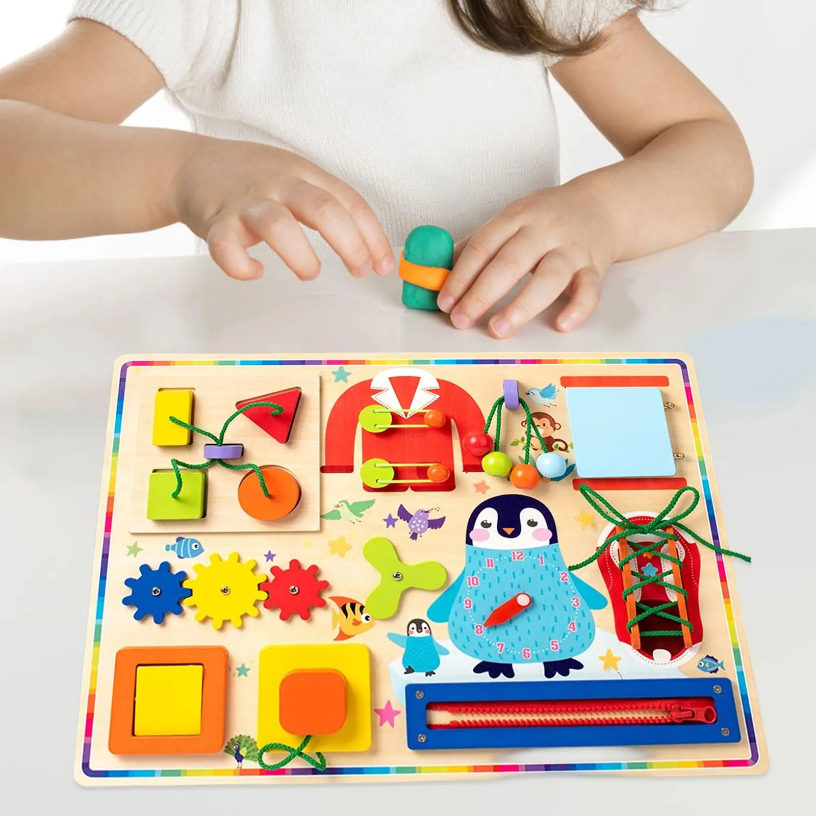 Children Busy Board Fine Motor Development Toy Travel Activity Life Skills Early Learning Toys for Classroom Preschool Kids