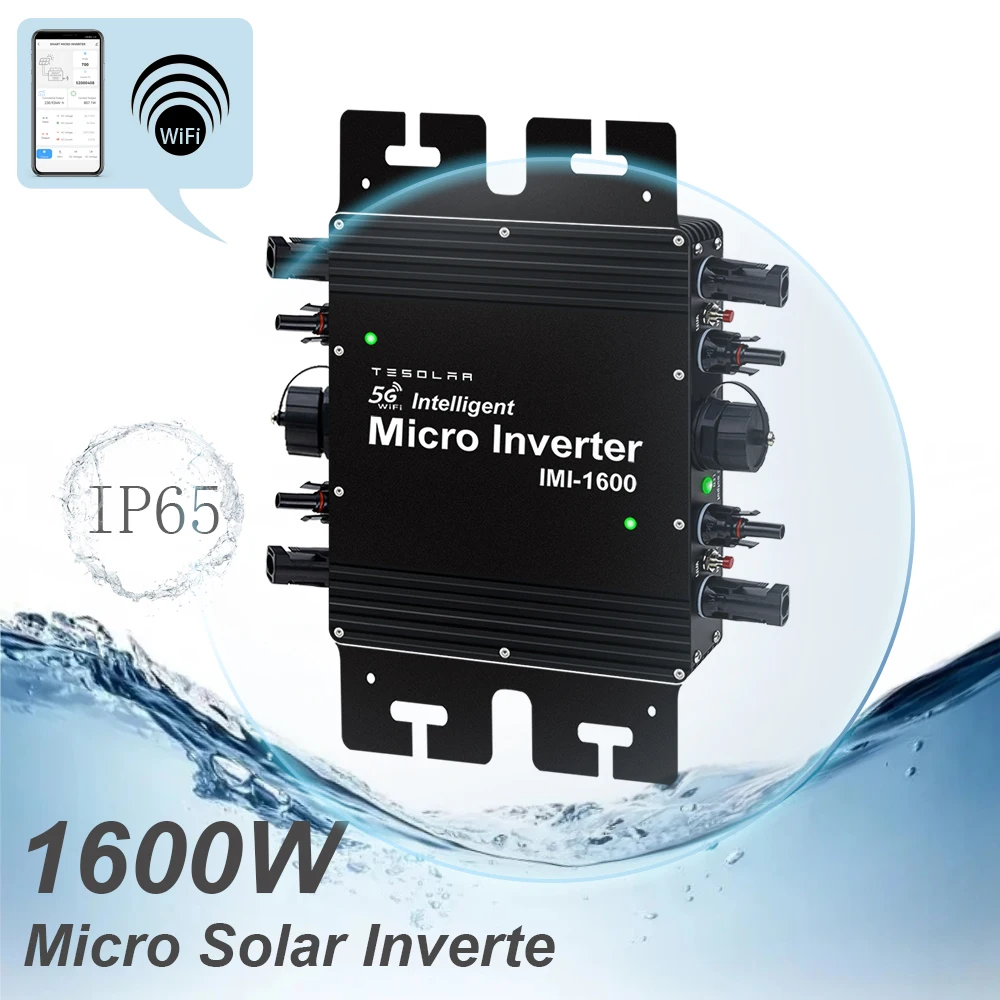 1600W Grid Tie Inverter Solare Dc 20-50V A Ac 120V 230V Mppt Ad Alta Efficienza Con Microinverter Wifi Integrato Ip65 Per Uso Domestico
