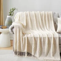 White Boho Throw Blankets Textured Big Knitted Blankets Chunky Vintage Luxury Throw Bedspread Blanket Cover Manta Para Sofá 6