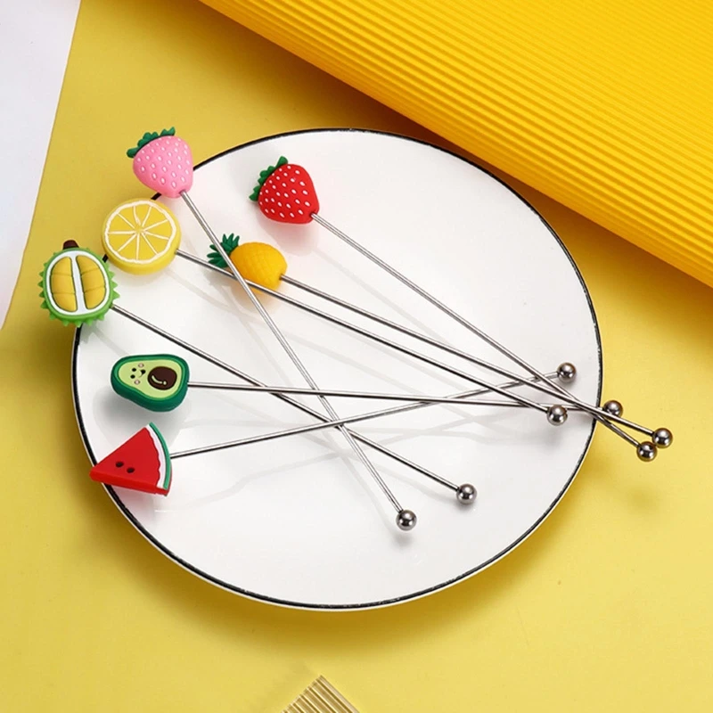 304 Stainless Steel Stirring Spoon Cocktail Stirring Stick Coffee Spoon Milk Tea Sticks Fruit Designed