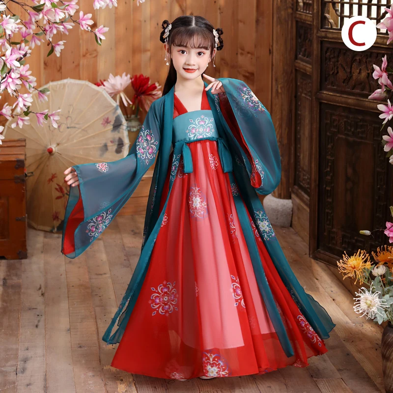 Chinese Ancient Traditional Dresses Fairy Chinese Outfit Girls Hanfu Kids Dance Performance Hanfu Dress Stage Cosplay Costume