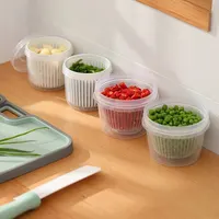 350ml Condiments Crisper Refrigerator Chopped Green Onion Storage Box, Scallion, Ginger and Garlic Drainage Fresh-keeping Box 1
