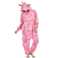 Pink Sleep Jumpsuit Woman Onesie Adults Pyjama Animal Plush Winter Warm Hooded Kigurumi Unicorn Pajamas Star Print Christmas Pjs 3