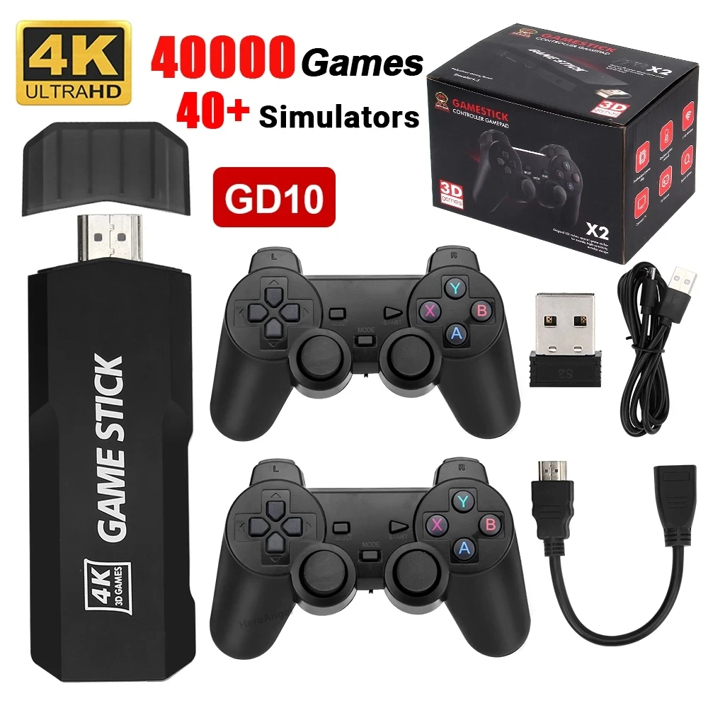 وحدة تحكم ألعاب فيديو GD10 للوحة ألعاب PS1/PSP/GBA اللاسلكية 4k HD TV Game Stick 128G المدمج في 40000+ ألعاب ريترو لعبة محمولة Pl