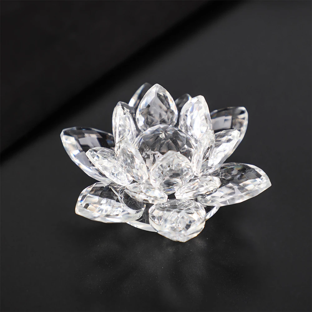 

70mm Crystal Lotus Glass Paperweight Room Decor Flower Ornaments Carved Crafts Sculpture Living Room Home Decor Feng Shui