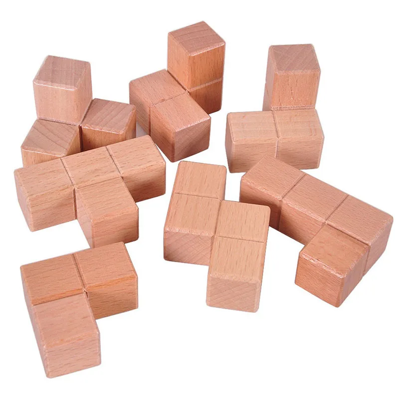 Casse Tete 3D Wooden Cube Puzzle IQ Logic Training Brain Teaser Puzzles Rompecabezas Montessori Educational Toys 3