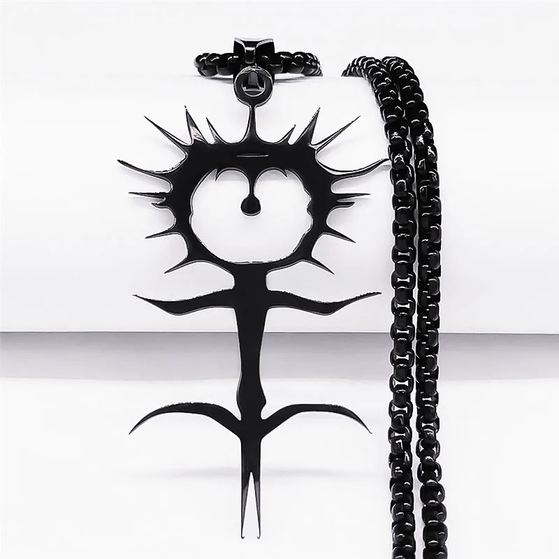 Ghostemane Edelstahl-Charm-Kettenhalsketten für Damen und Herren, silberfarbene Halsketten, Anhänger, Schmuck, Collier Homme N3789S03 – Detail 3