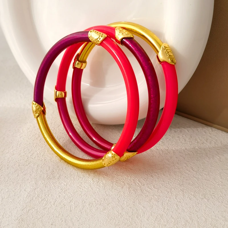 Bilandi Modern Jewelry Plastic Tube With Silicone Bracelet Hot Sale Elegant  Temperament Gold Color Glitter Bracelet