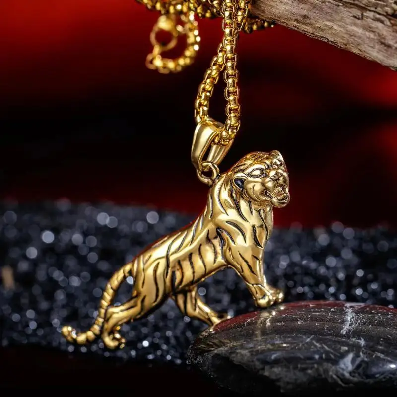 

Domineering Fashion Animal Tiger Pendant Necklace Men's Personalized Street Rock Punk Jewelry Gift