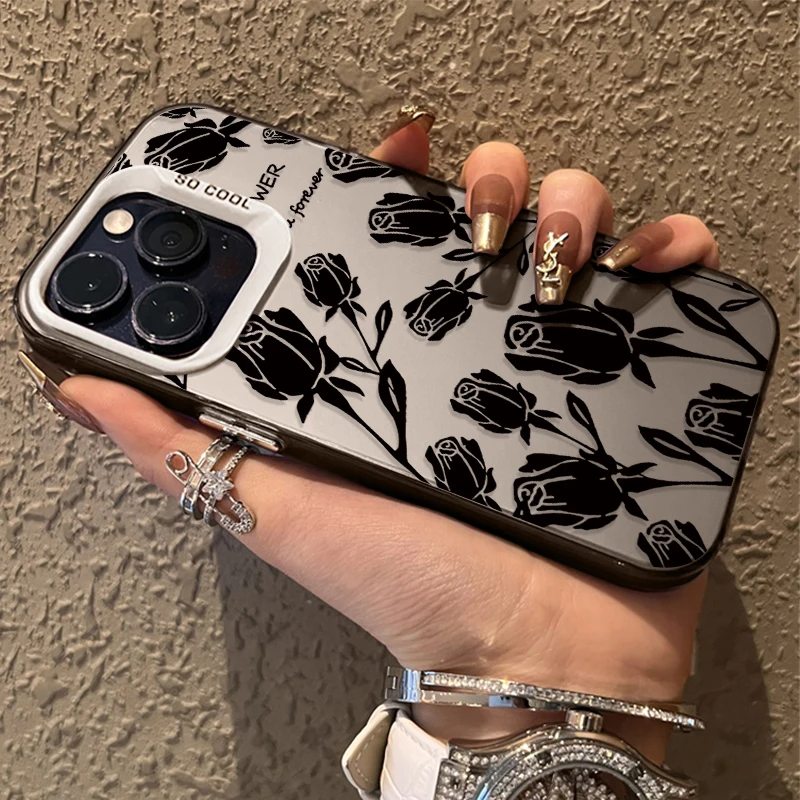 Retro Art Black Rose Hard Phone Case