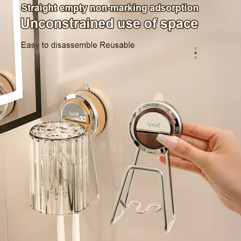 Nonslip Toothbrush Holder Mouthwash Cup Holder Vintage Modern nopunch Adjustable angle Bathroom Strong adsorption Detachable