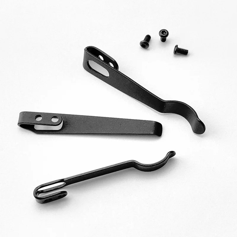 4 Types 420 Stainless Steel Knife Pocket Clip Back Clamp with 3pcs M2.5 Screws DIY Make Replace Accessories Parts