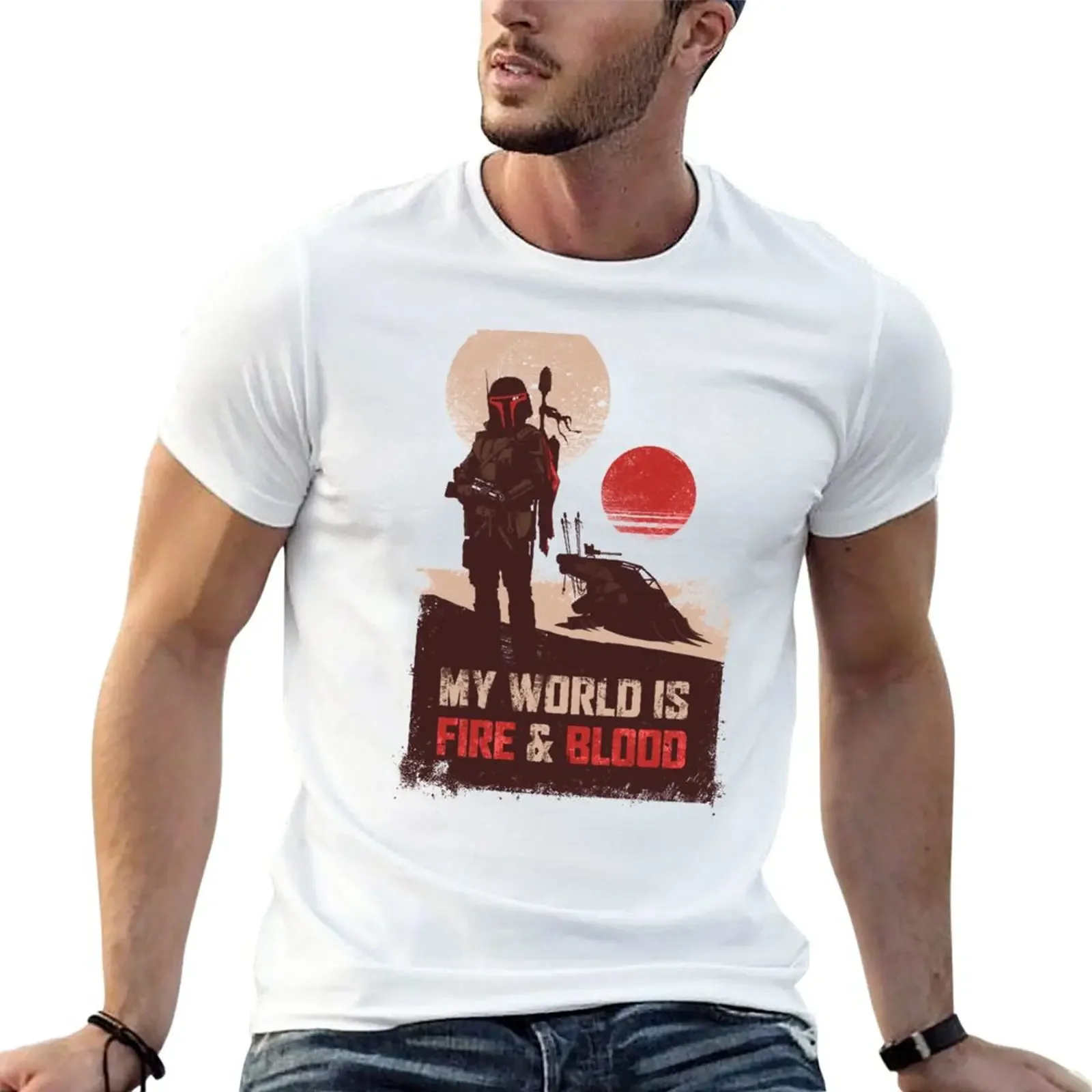 

My world is Fire & Blood T-Shirt tops funnys heavyweight t shirts for men