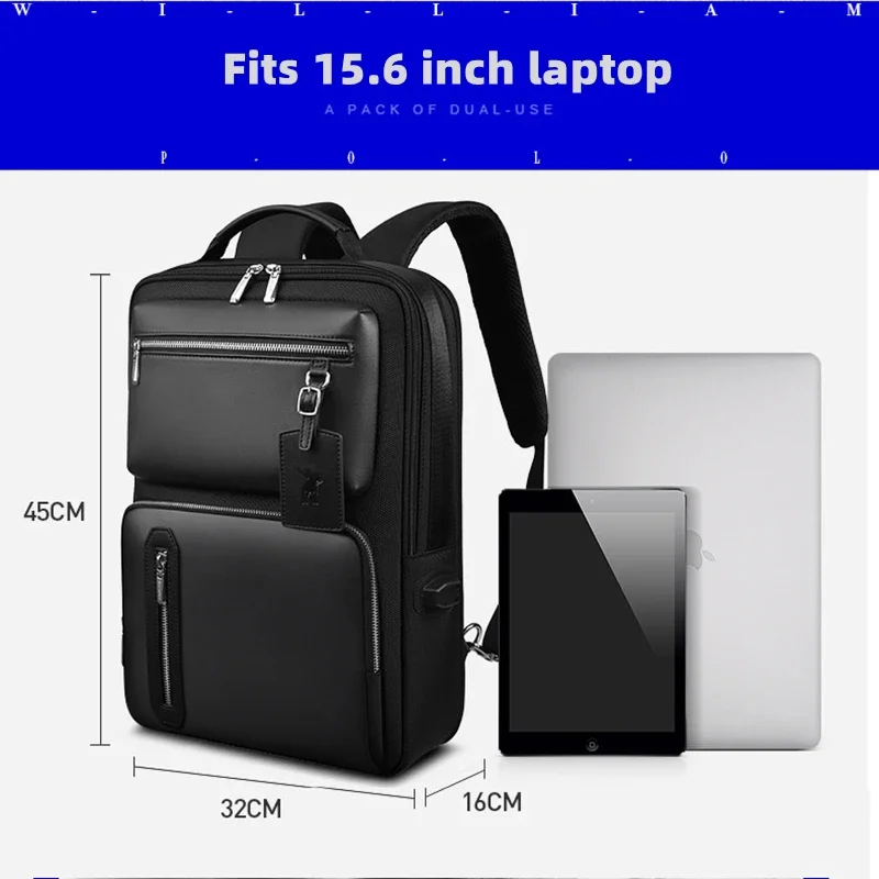 WILLIAMPOLO Oxford Travel Laptop Men Backpack Casual Business Fashion Male Office Work BackPack Bags Big School Backpack for men 6