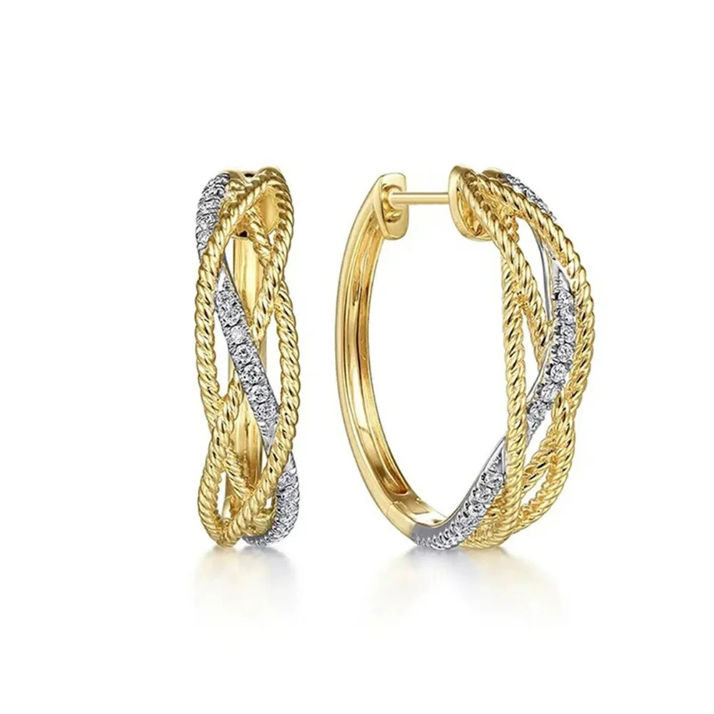 Female Cute White Zircon Stone Infinity Hoop Earrings Vintage Fashion Gold Color Wedding Jewelry For Women