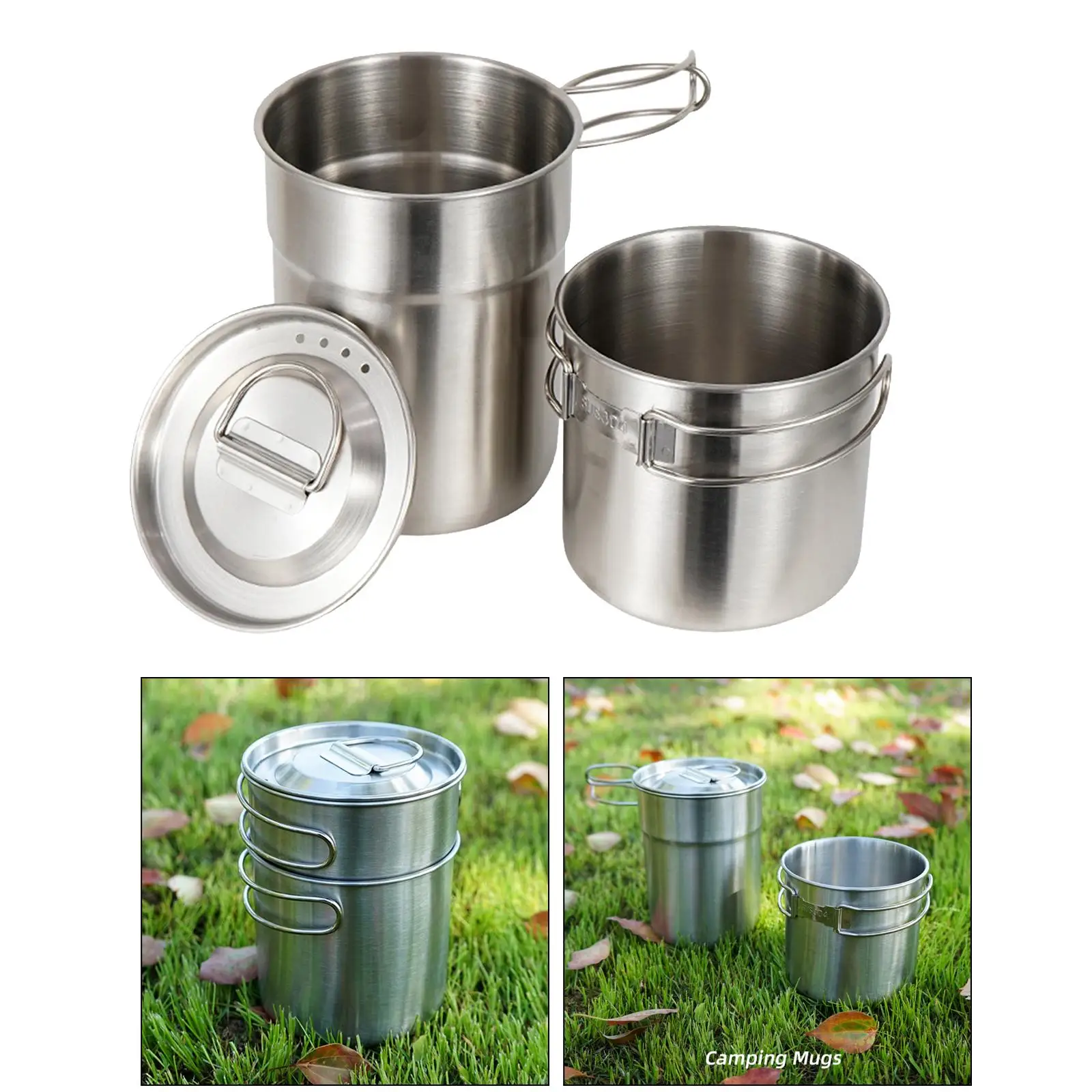 

2x Camping Cup Cooking Bowl Coffee Mug Hiking Outdoor Backpack Tool
