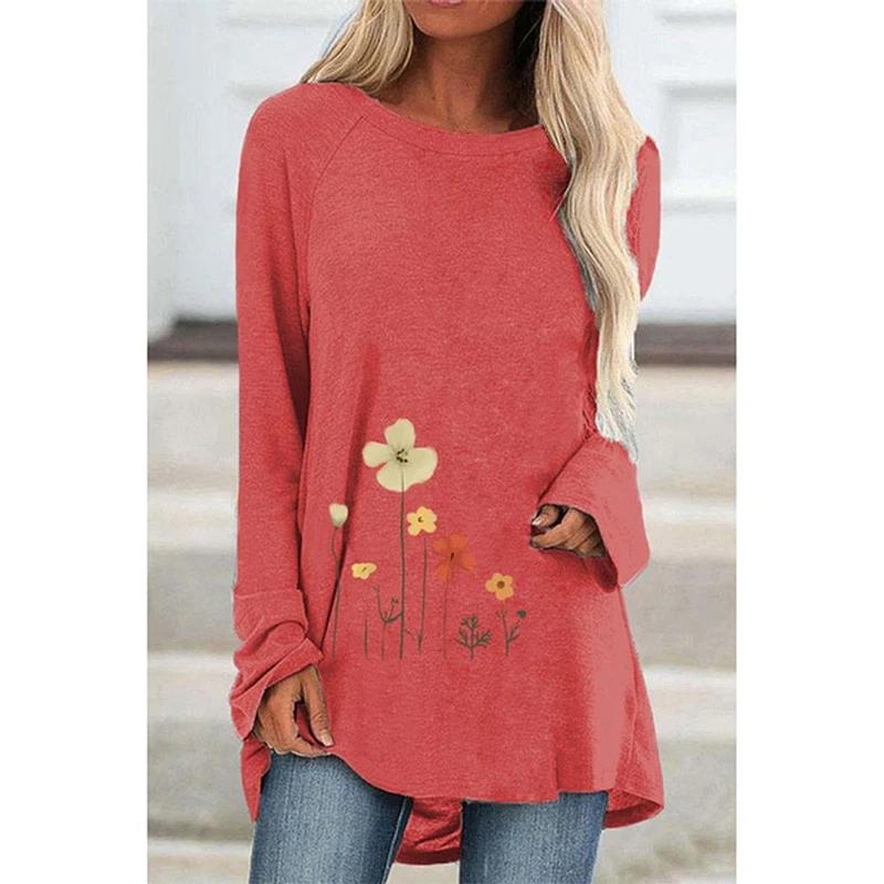 Autumn-Winter-T-shirt-Flower-Floral-3D-Print-Women-Long-Sleeve-Casual-T ...