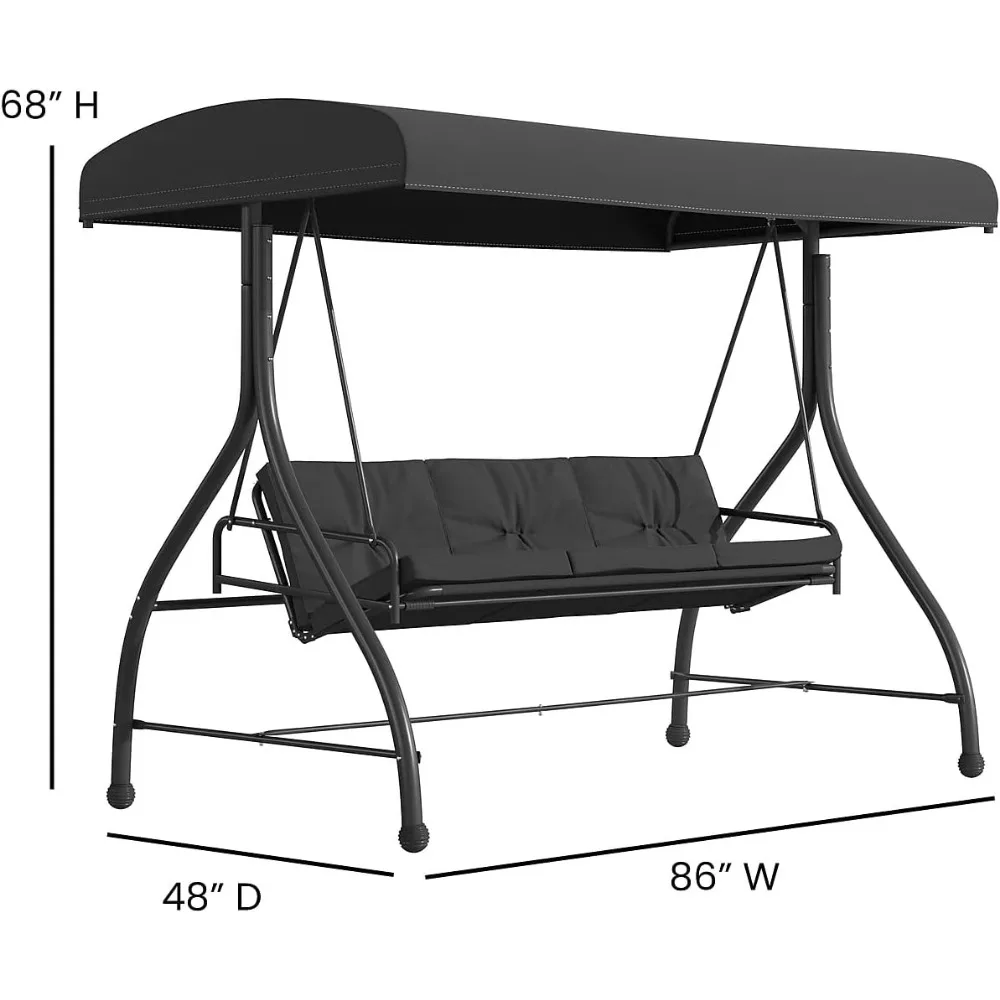 Tellis Outdoor Steel Converting Patio Swing Canopy Hammock with Cushions / Outdoor Swing Bed 3