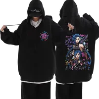 Arcane-Jinx Zipper Hoody Graffiti Hip Hop Jacket Fashion Zip Up Sweatshirt Men Women Oversized Pullover Hoodie Streetwear Tops 1