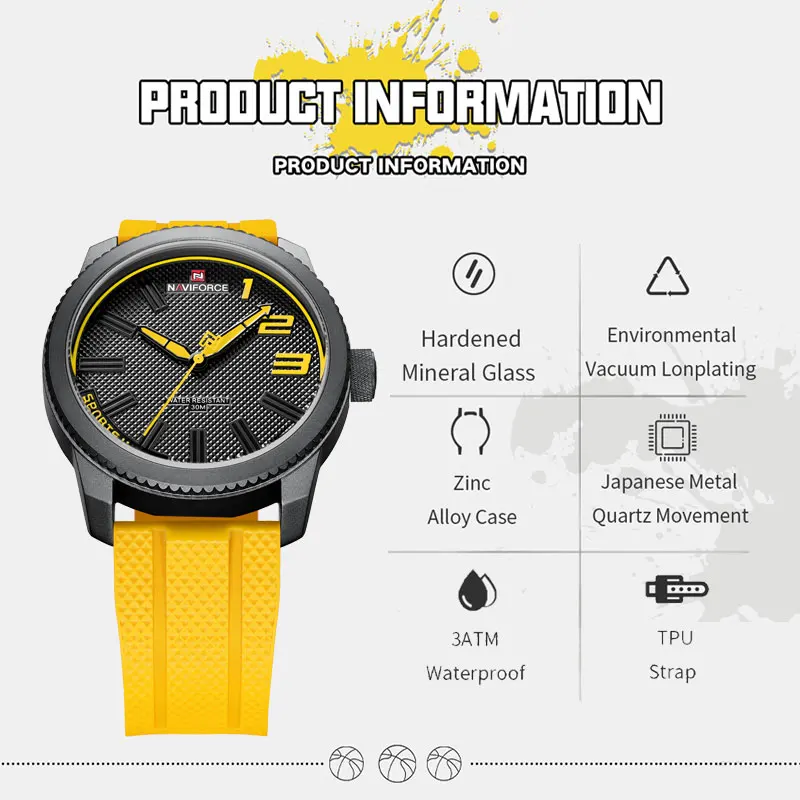 NAVIFORCE 2022 Fashionable Silicone Quartz Man Wristwatch Men's Brand Sport Waterproof Watches Cool Male Clock Relogio Masculino