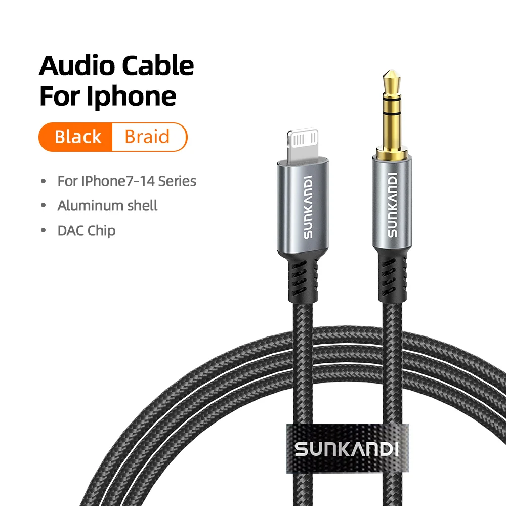 Premium SUNKANDI Lightning to 3.5mm AUX Stereo Audio Cable