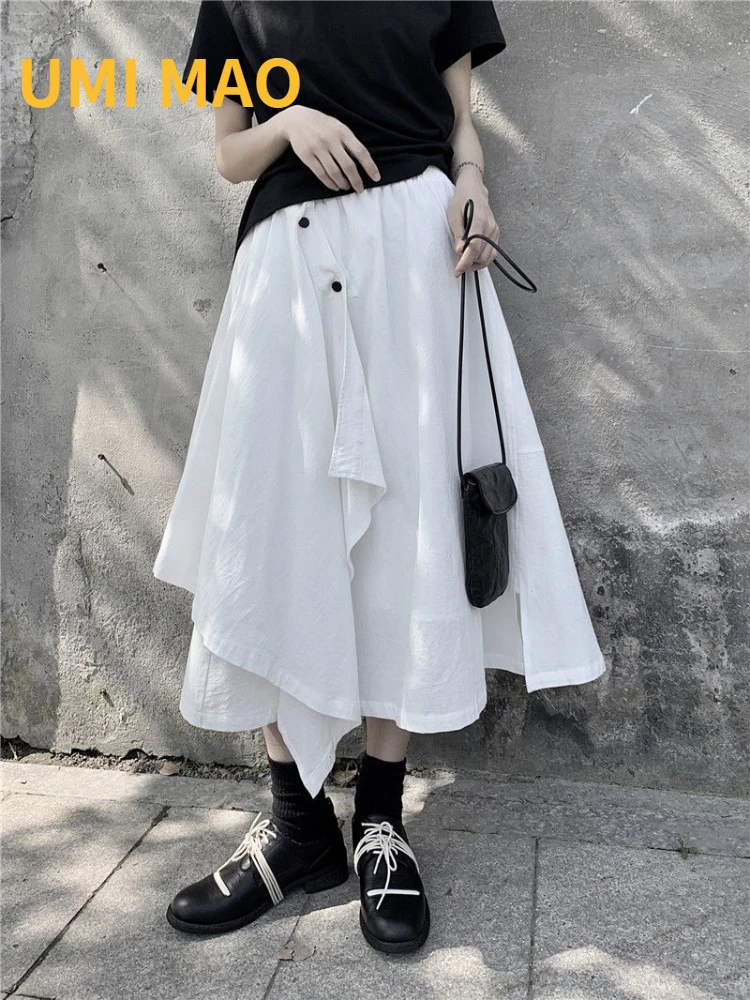 

UMI MAO Yamamoto Dark Niche Self-made Spring Streetwear Summer White Skirt Design Skirt Female Women Clothing Y2K