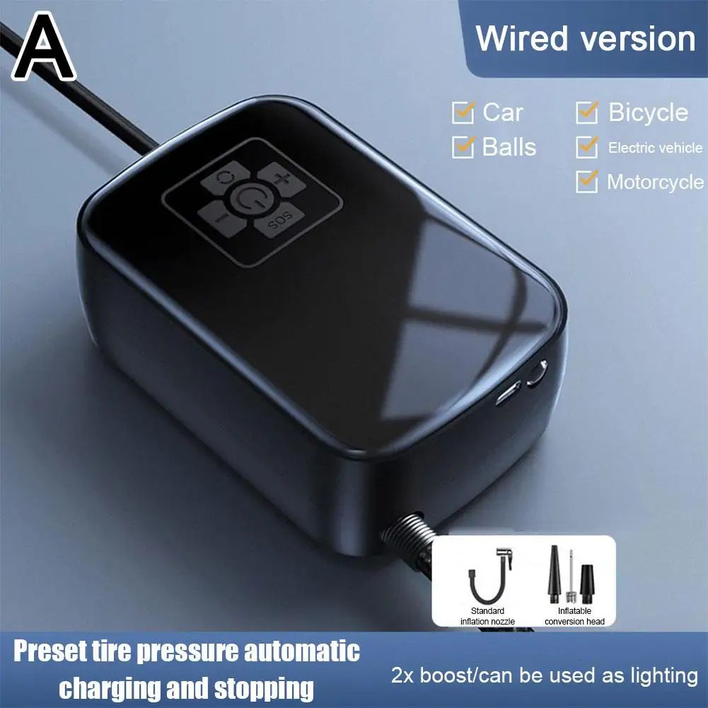 120W Car Air Pump Wireless/Wired Tire Inflatable Pump Portable Car Air Compressor Electric Tire Inflator For Bicycl