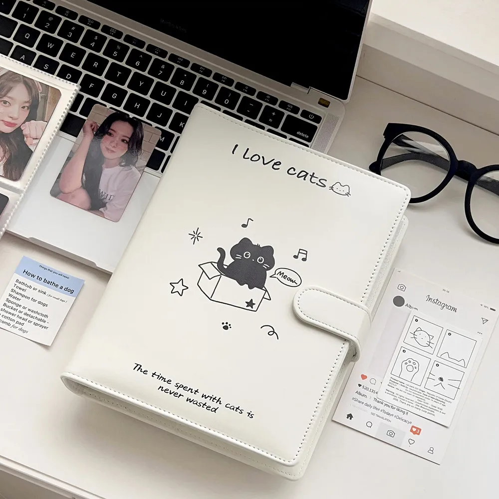 MINKYS Original Design Süße Katze PU A5 Kpop Fotokartenbinder Sammelbuch Idol Fotokartenhalter Fotokartenalbum – Detail 1