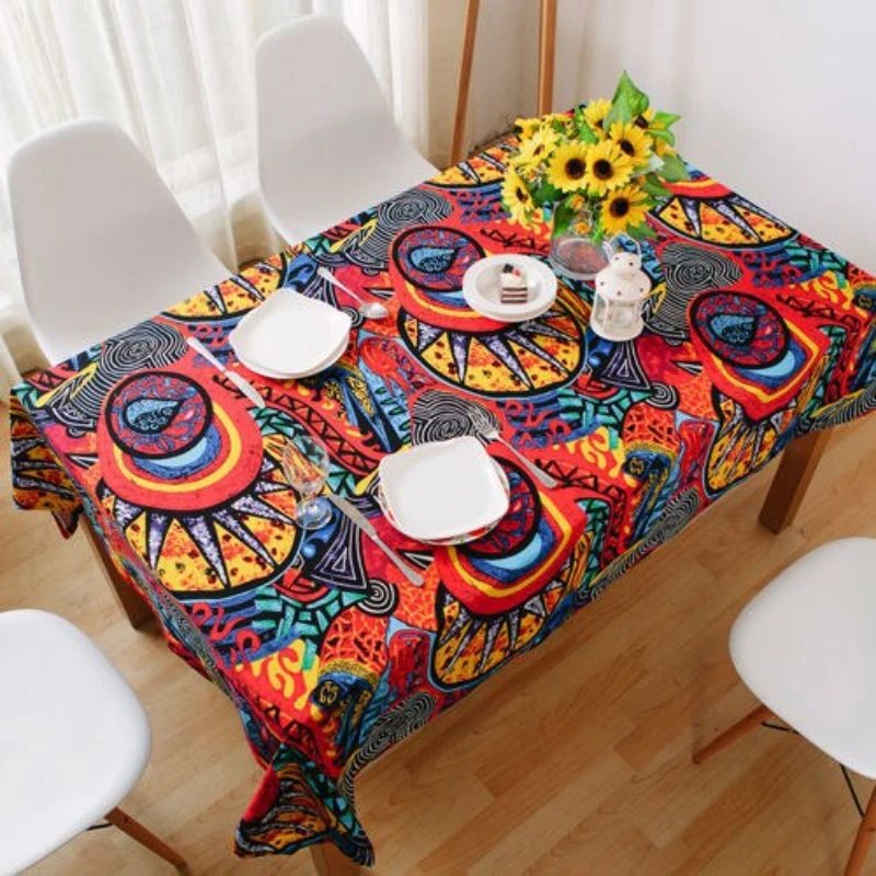 

Tablecloth Bohemian Style Printing Decor Gift Table Cover Retro Mediterranean Coffee Table Cover Waterproof Square Mantel Mesa