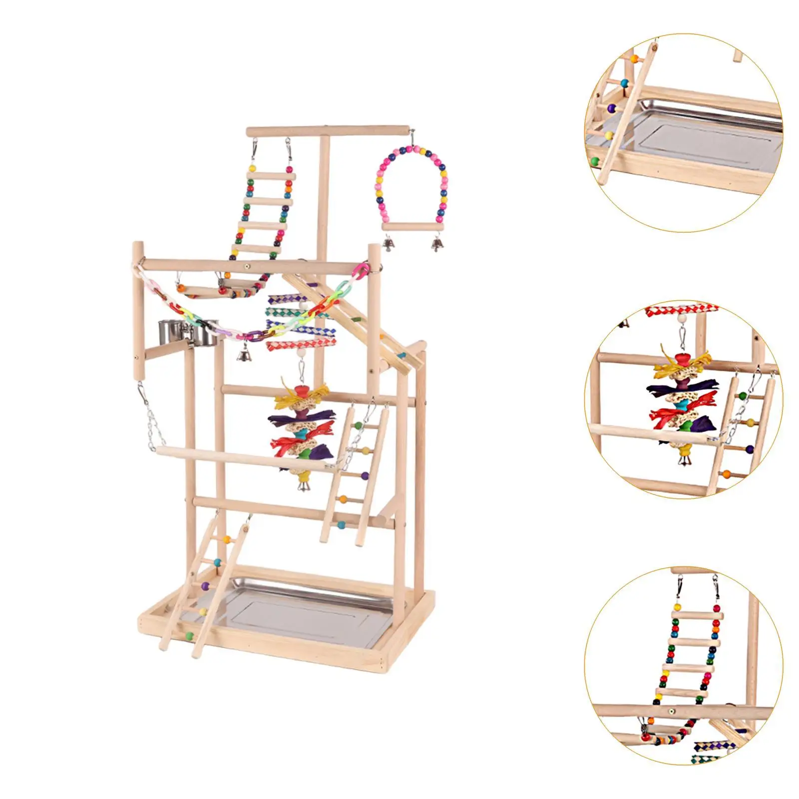 Parrot Bird Playground Wood Perch Stand Large Luxury Parrot Toy Relieving Boredom Self for Finch Small Parakeets Budgie