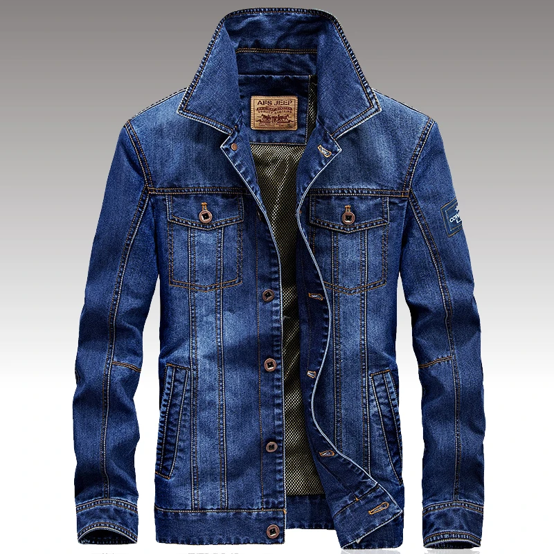 Men's Spring Fashion Denim Jacket Military Jeans Jacket Top Quality Brand Male Winter Bomber Outwear Coats Plus Size 4XL