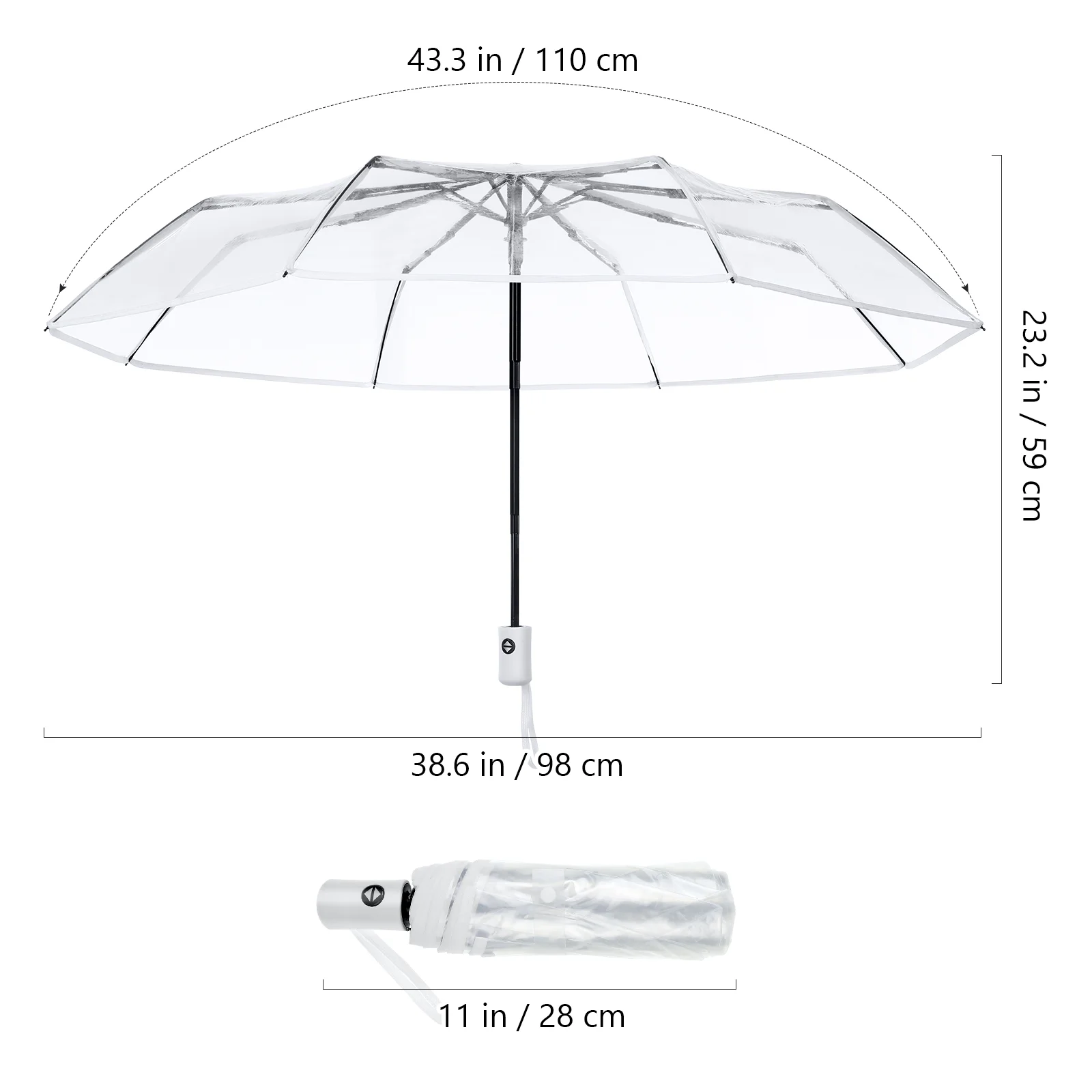 Fully Automatic Three-fold Transparent Umbrella for Adults