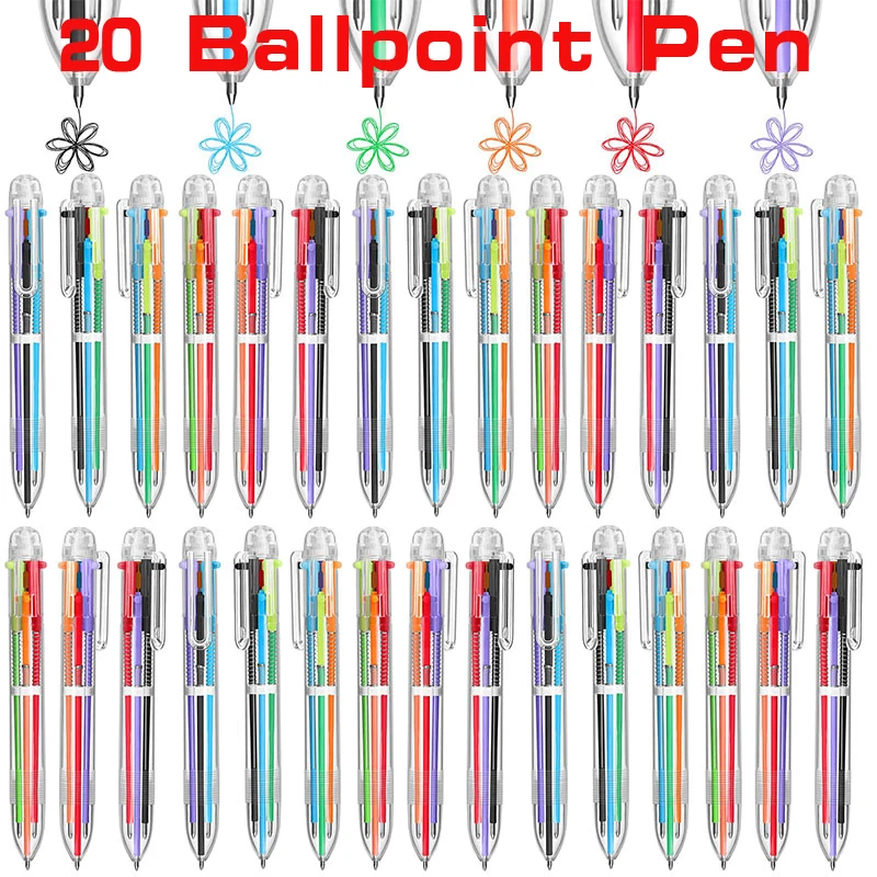 

20 шт., разноцветная шариковая ручка, 6 цветов