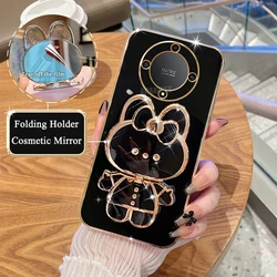 Luxury Plating Mirror Stand Case - Premium Silicone Holder with Enhanced Protection for honor 90 (JMTZ Black)