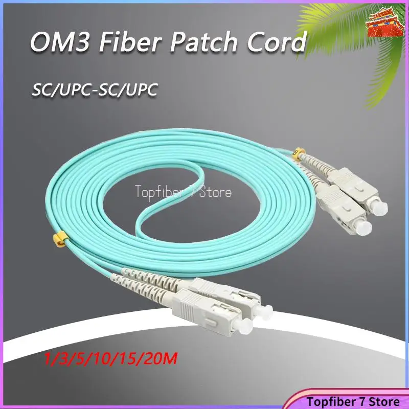 

5pcs SC/UPC-SC/UPC OM3 Multi-Mode 1M-20M 10G Fiber Cable Multimode Duplex Fiber Optical Jumper Patch Cord can be Customized