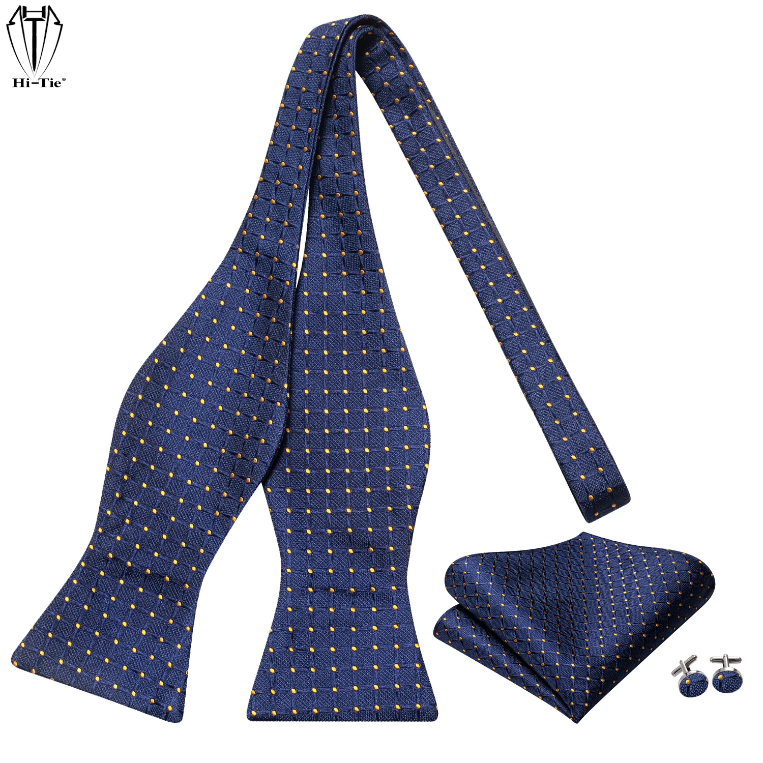 Jacquard Paisley Floral Dots Striped Silk Mens Bowtie Adjustable Self Bow Tie Hankerchief Cufflinks Set for Men Wedding Business neck tie pocket square mini handkerchief