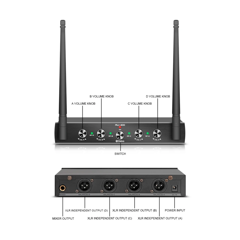 Audio AU800 UHF Wireless Microphone System 8 Channels Handheld or Lavalier Unlim