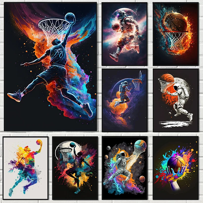 Vibrant Basketball Art Prints on Canvas - Colorful Sports Wall Decor