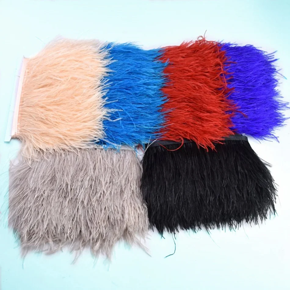 

8-10cm 2M Colorful Ostrich Feathers Ribbon Trim Wedding Crafts DIY Sewing Clothes Natural Feather Plumes Christmas Party Decor