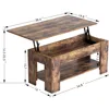 Lift Top Coffee Table with Hidden Compartment, Rising Tabletop Dining Table with Storage Shelf, Pop Up Coffee Table for Home 3