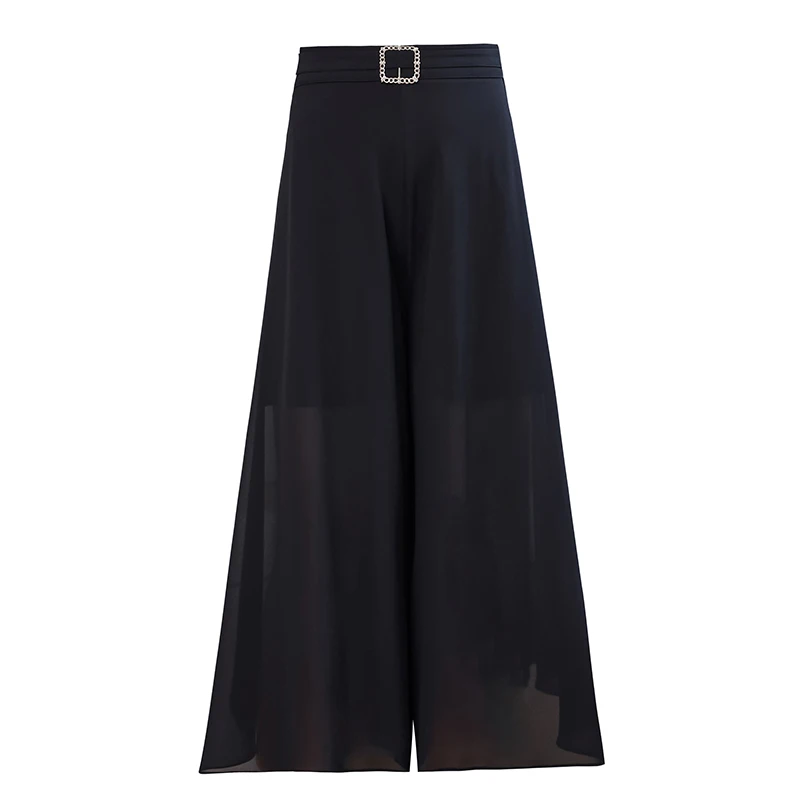 Chiffon Wide Leg Pants Women Summer Loose Basic Bottoms 2022 New Korean Style Elegant Black High Waist Skirt Pants denim capris for women