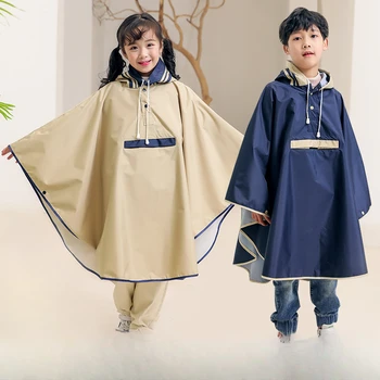 Children's raincoat cloak style school bags advanced Korean version primary children's poncho riding electric car raincoat
