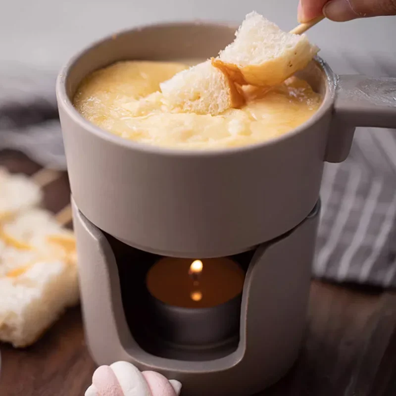 Keramik fondue 200ml Topf Schweizer Käse Eis Schokolade schmelzenden Hotpot Porzellan DIY Fondue Set Butter Schmelz becher kleiner Wärmer