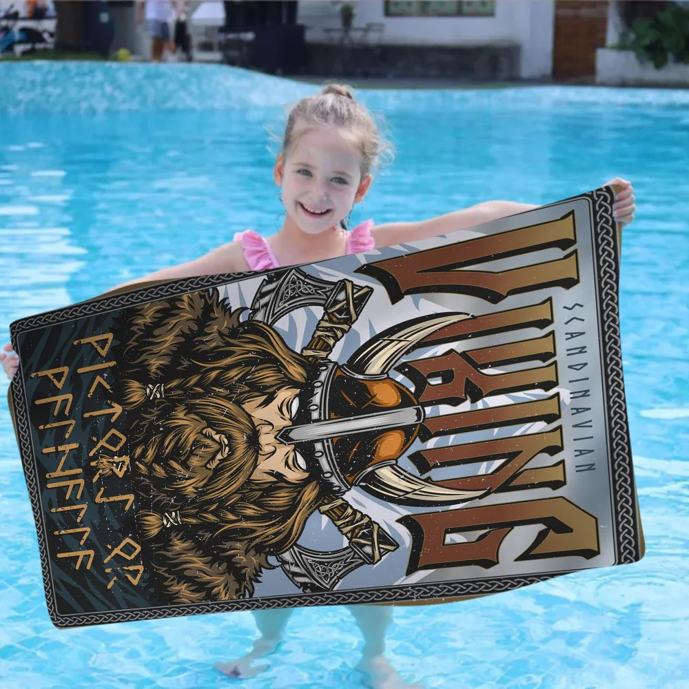 Home He Vikings Pattern Bath Towel Microfiber Soft Water Absorbing Breathable For Girl Kids Decorative Cartoon Beach Towel 5