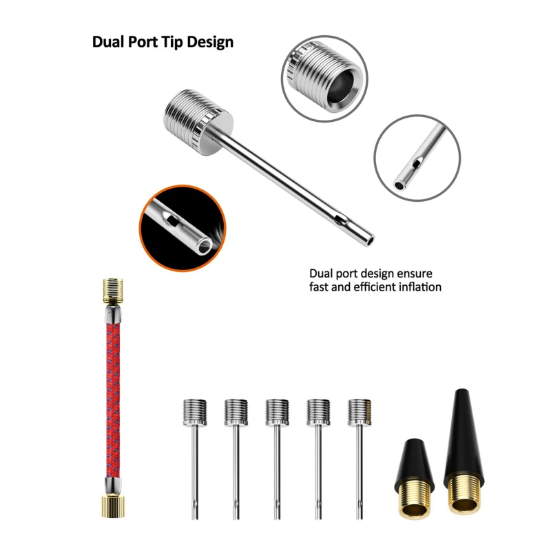 Description Picture 4 of item9pcs Ball Pump Set Flexible Hose Volleyball Football Basketball With Needle Hand Air Pump Durable Balloon Ball Inflator Portable