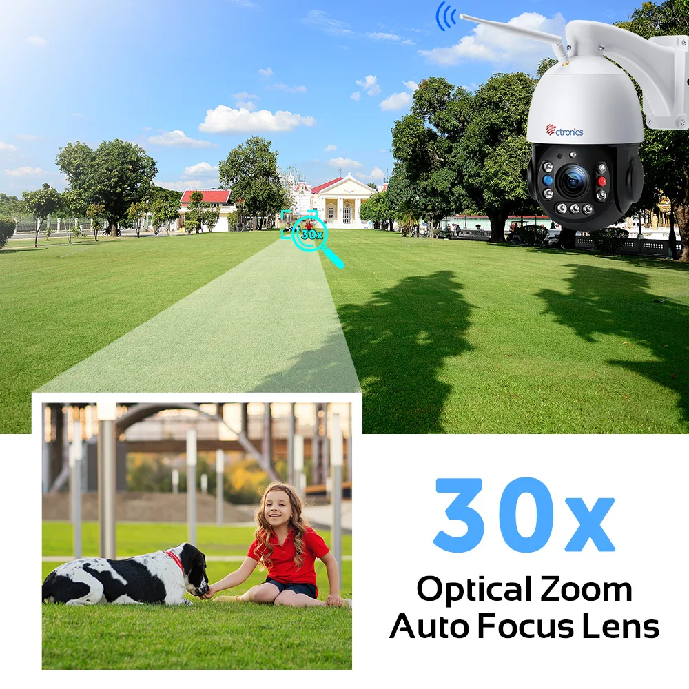 Cámara De Vigilancia Ctronics 5MP Con Zoom 30X - PTZ Exterior WiFi, Resistente Al Agua Y Con Visión Nocturna