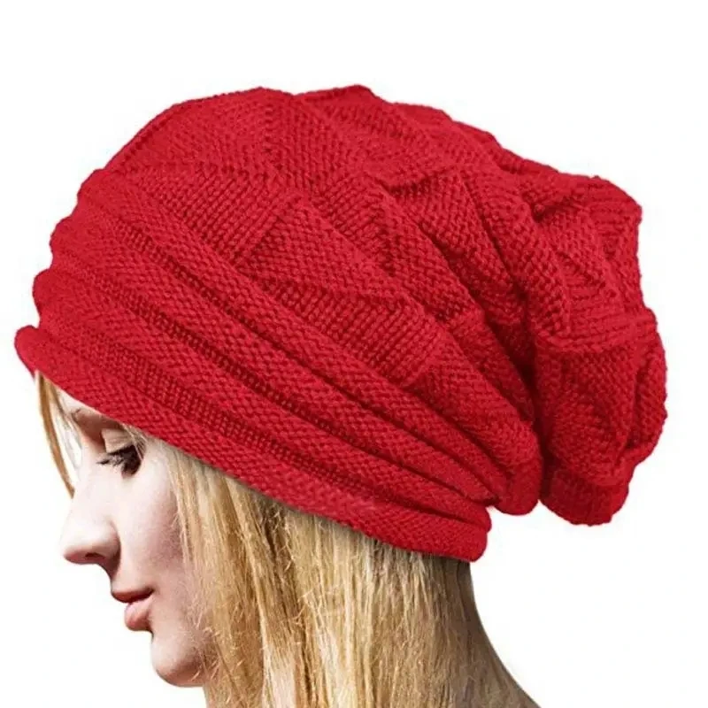 Gorro de punto a rayas de algodón para hombre y mujer, bufanda cálida de Hip Hop, gorros largos y sueltos de punto, tocado de invierno